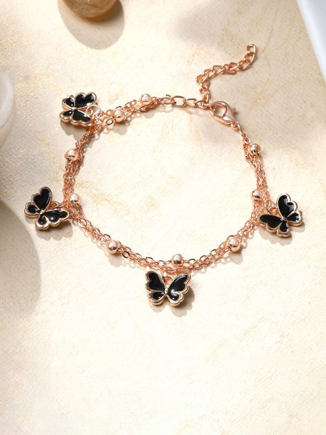 Cierra Rose Gold-Plated Butterfly Design Charm Bracelet