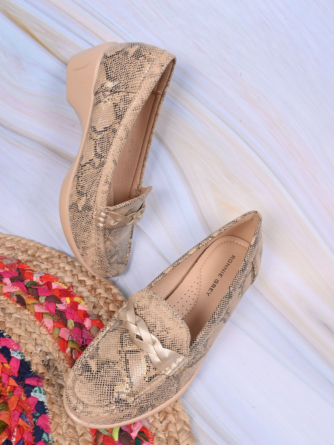 Ronnie Grey Women Animal Print Loafers