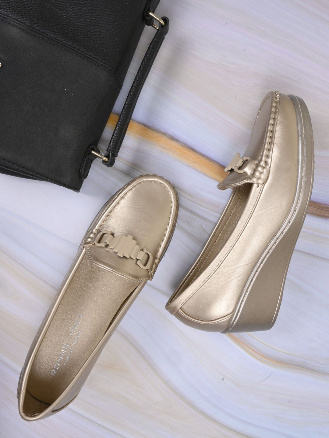 Ronnie Grey Women Metallic Wedge Heel Loafers