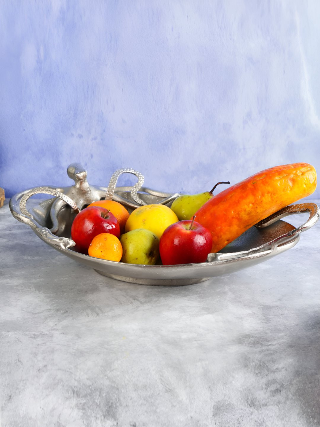 THE HOME CO.  Silver Toned Textured Aluminium Easy to Clean Serving Tray