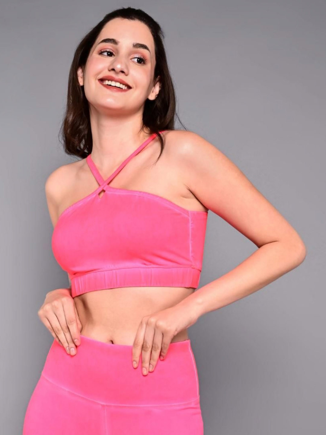 Tuna London Women Solid V-Neck Cotton T-Shirt