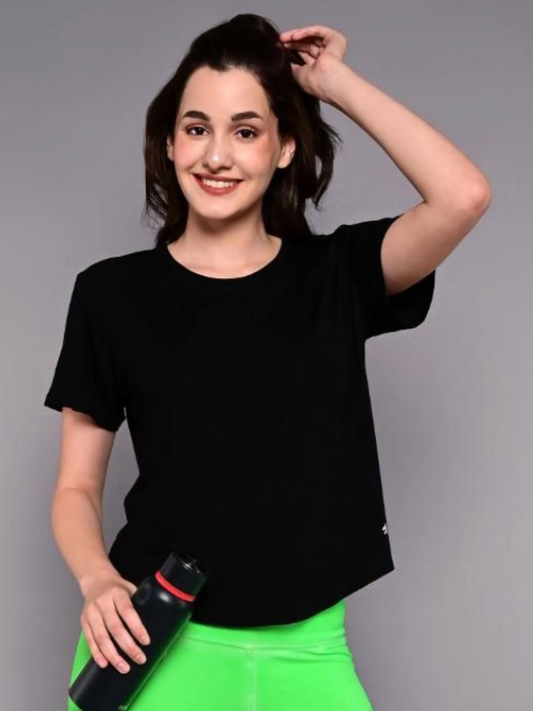 Tuna London Women Solid Round Neck Cotton T-Shirt