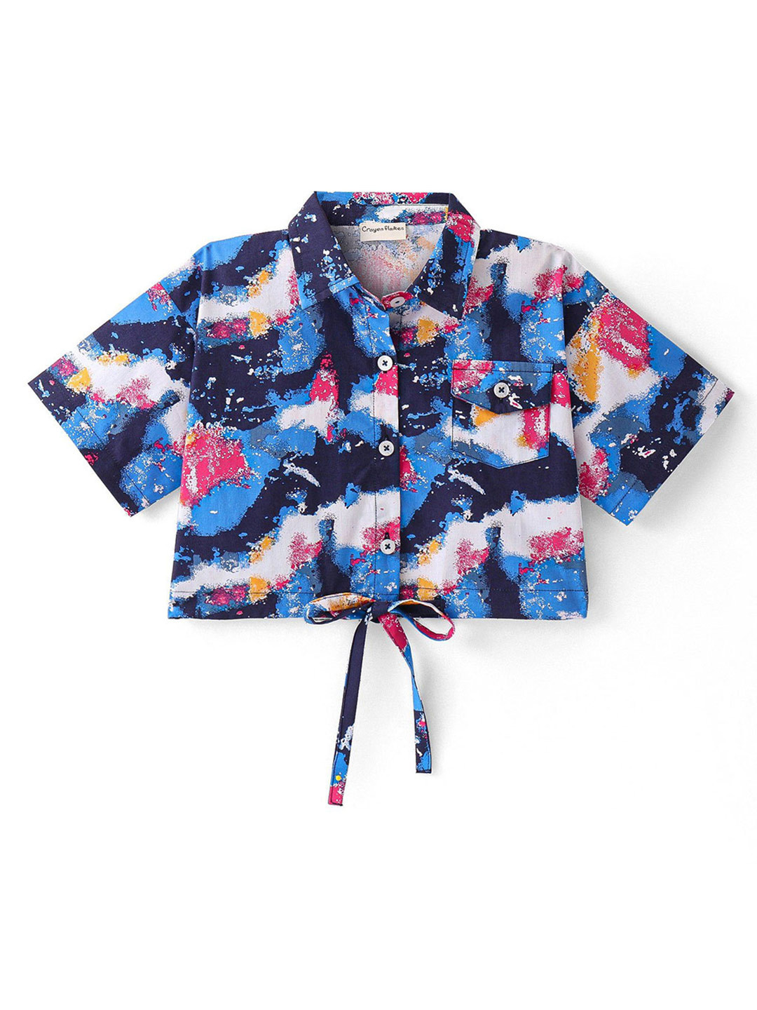 CrayonFlakes Floral Print Cotton Shirt Style Top