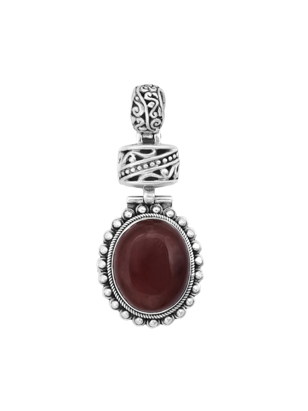 Exotic India Carnelian Gemstone Designer Sterling Silver Pendant