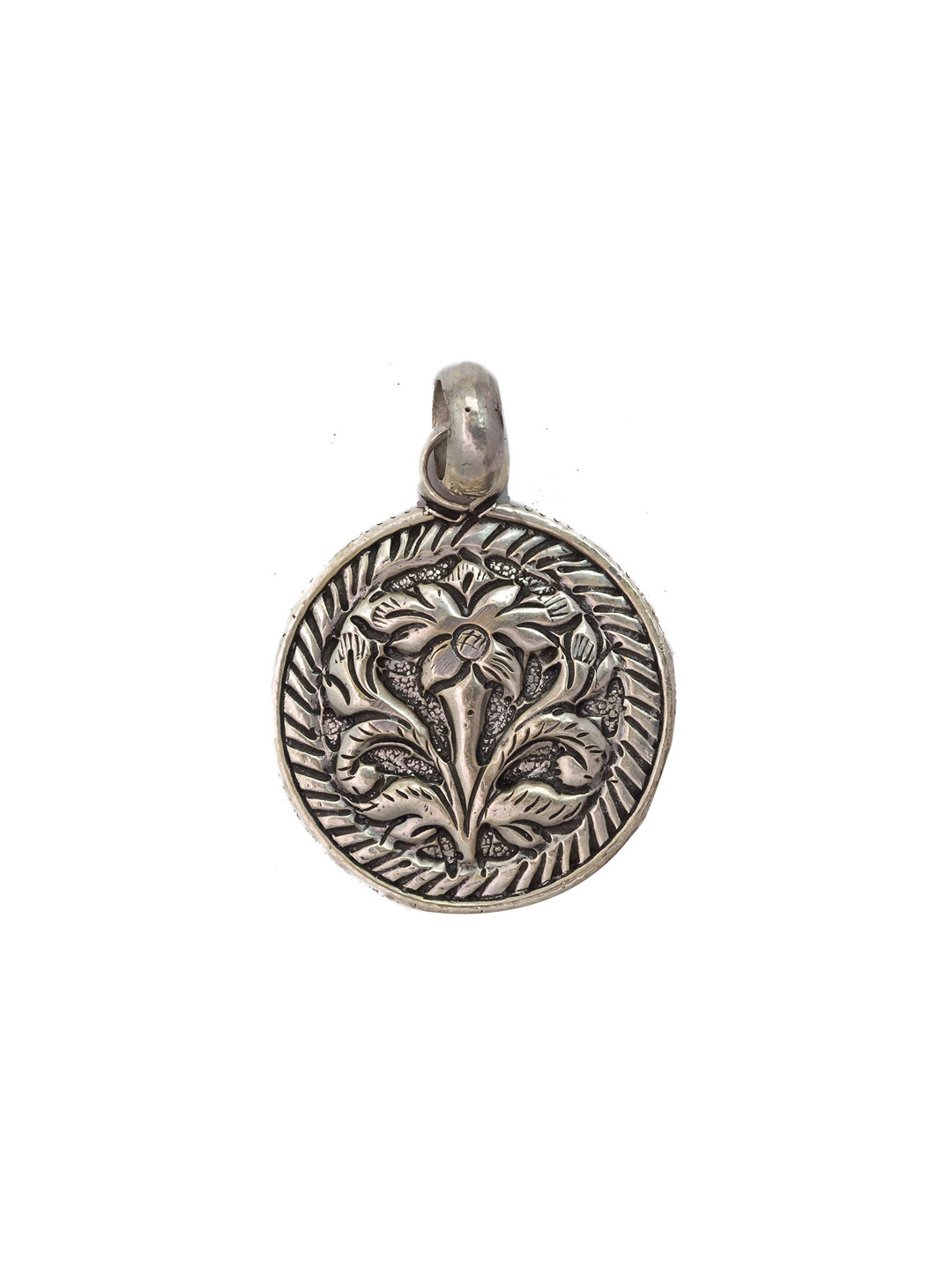 Exotic India Sterling Silver Flower Pendant