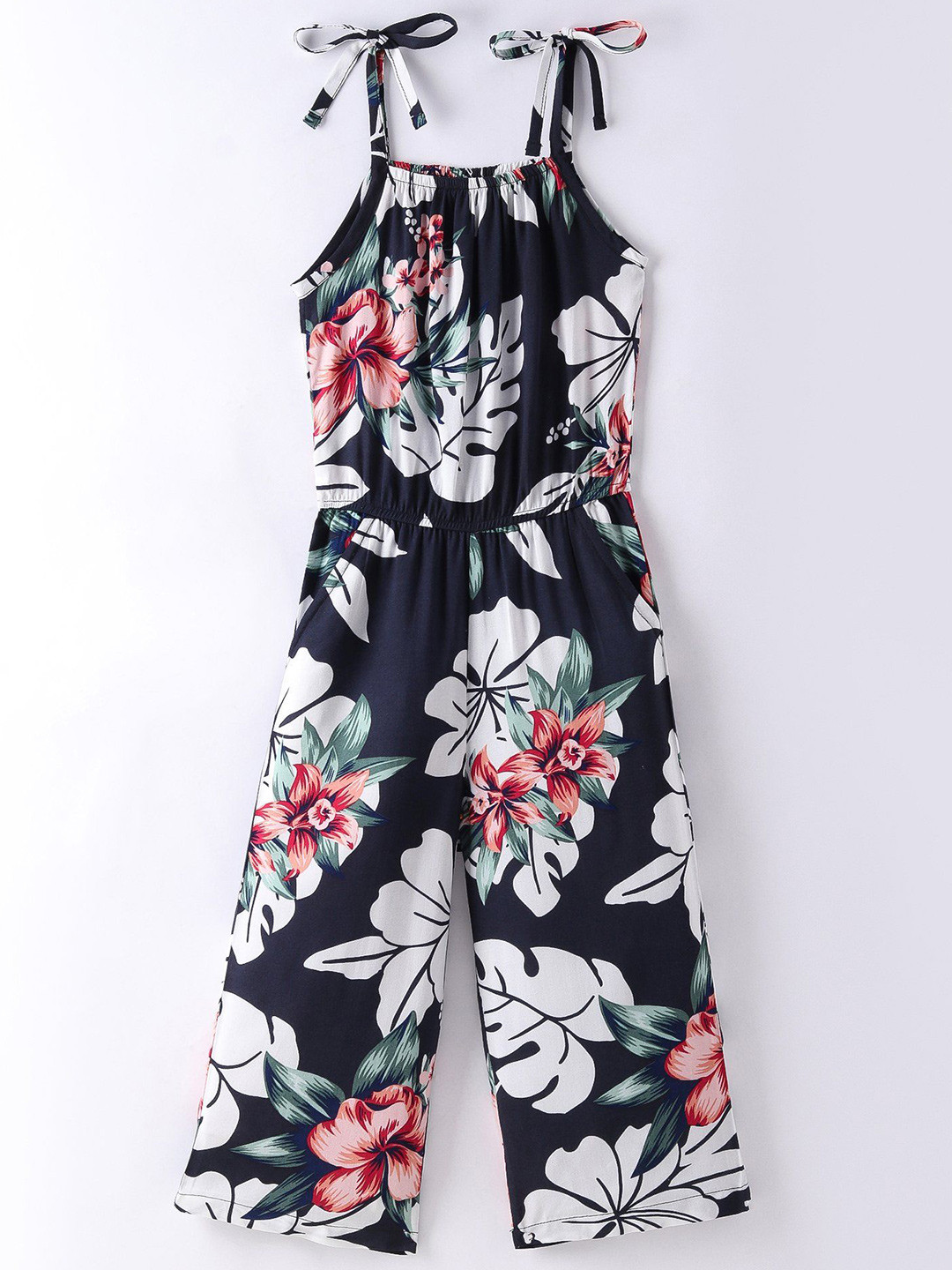 CrayonFlakes Girls Printed Shoulder Straps Basic Jumpsuit