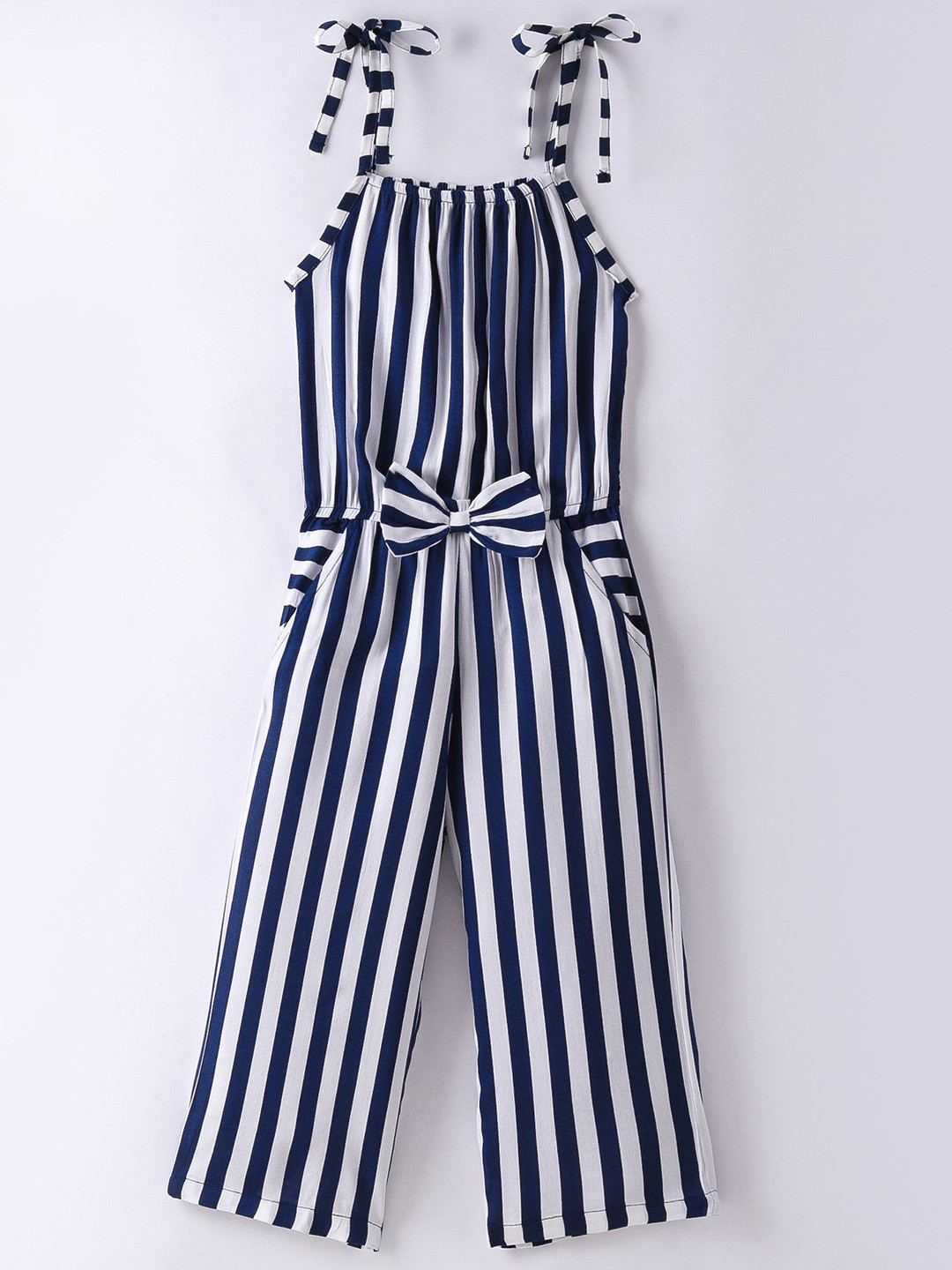 CrayonFlakes Girls Striped Basic Jumpsuit