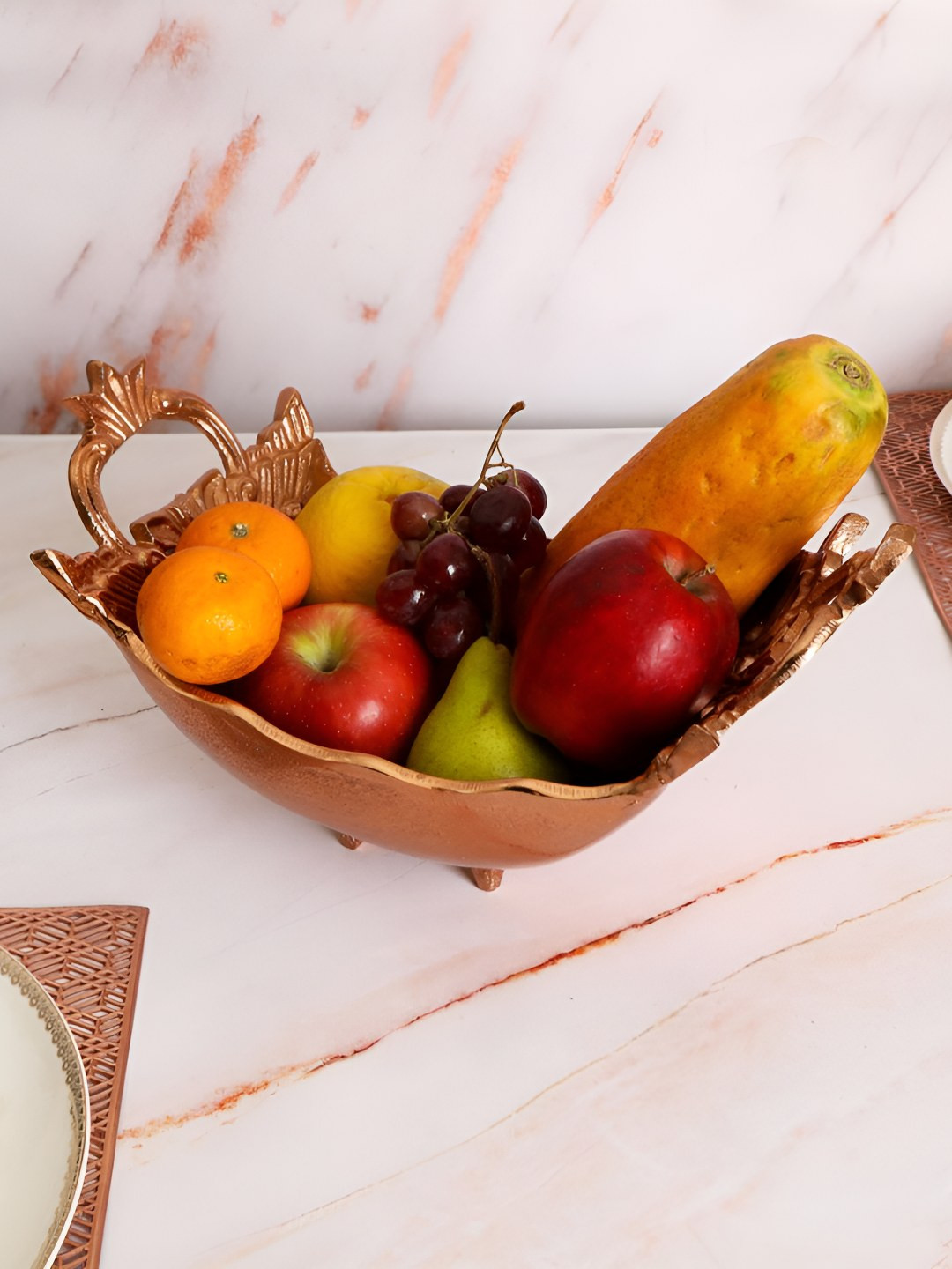 THE HOME CO. Copper Toned Textured Fruit Basket