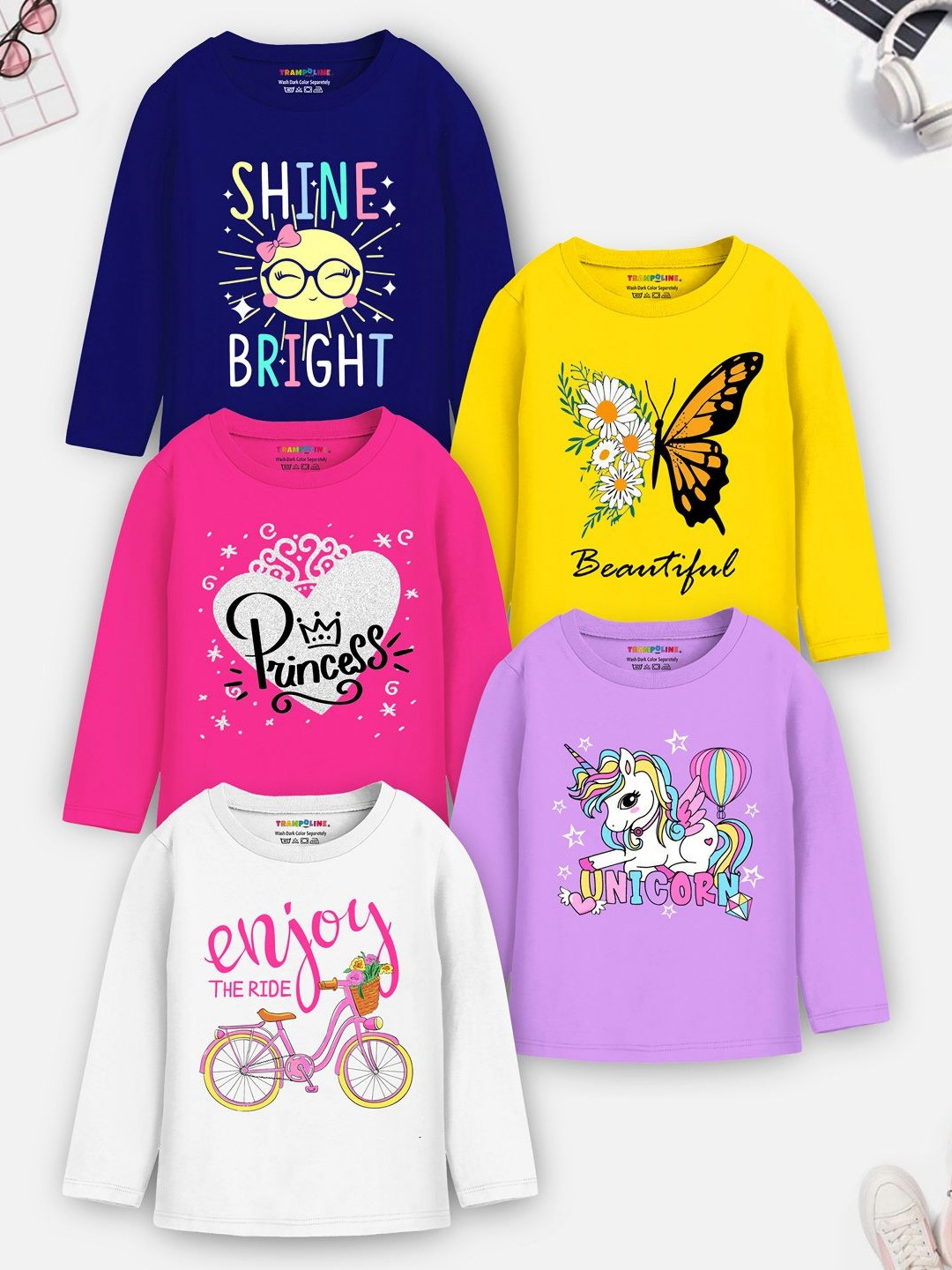 YK X Trampoline Girls Typography 5 Printed Applique T-shirt