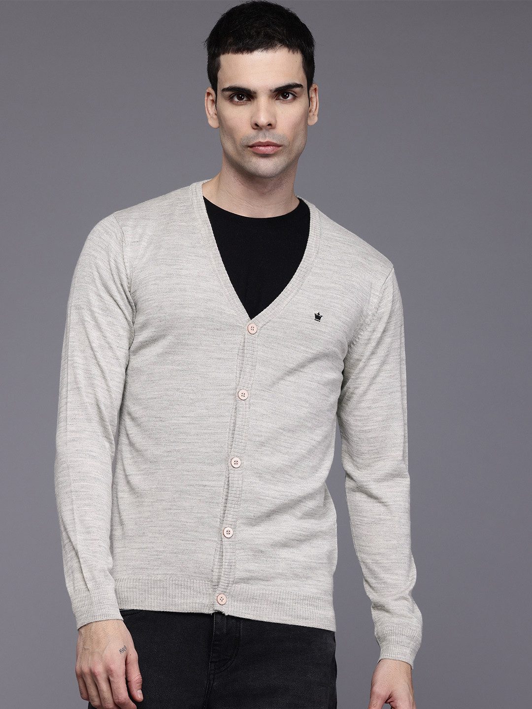 Louis Philippe V-Neck Knitted Cardigan