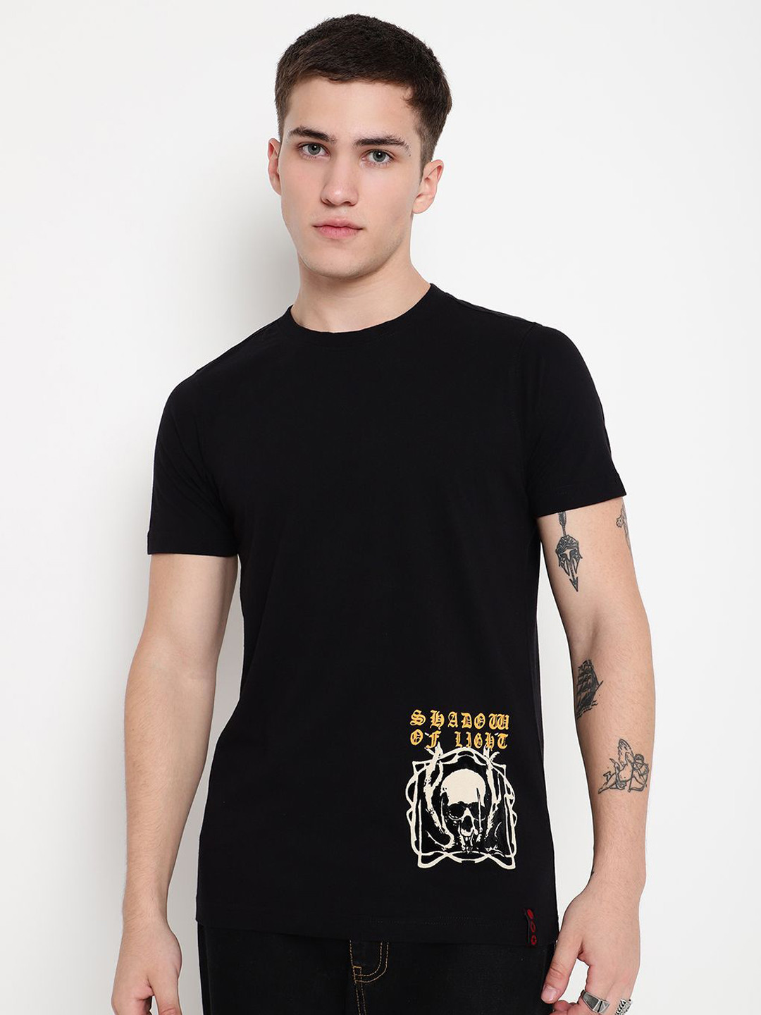 PUNK Men Typography Printed Raw Edge T-shirt