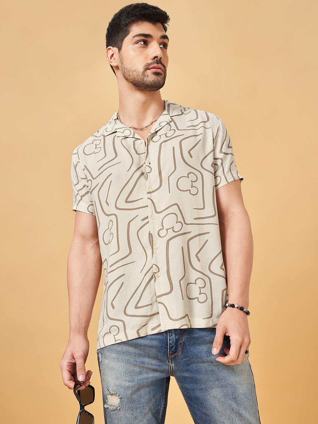 SF JEANS by Pantaloons Men Slim Fit Opaque Printed Casual Shirt