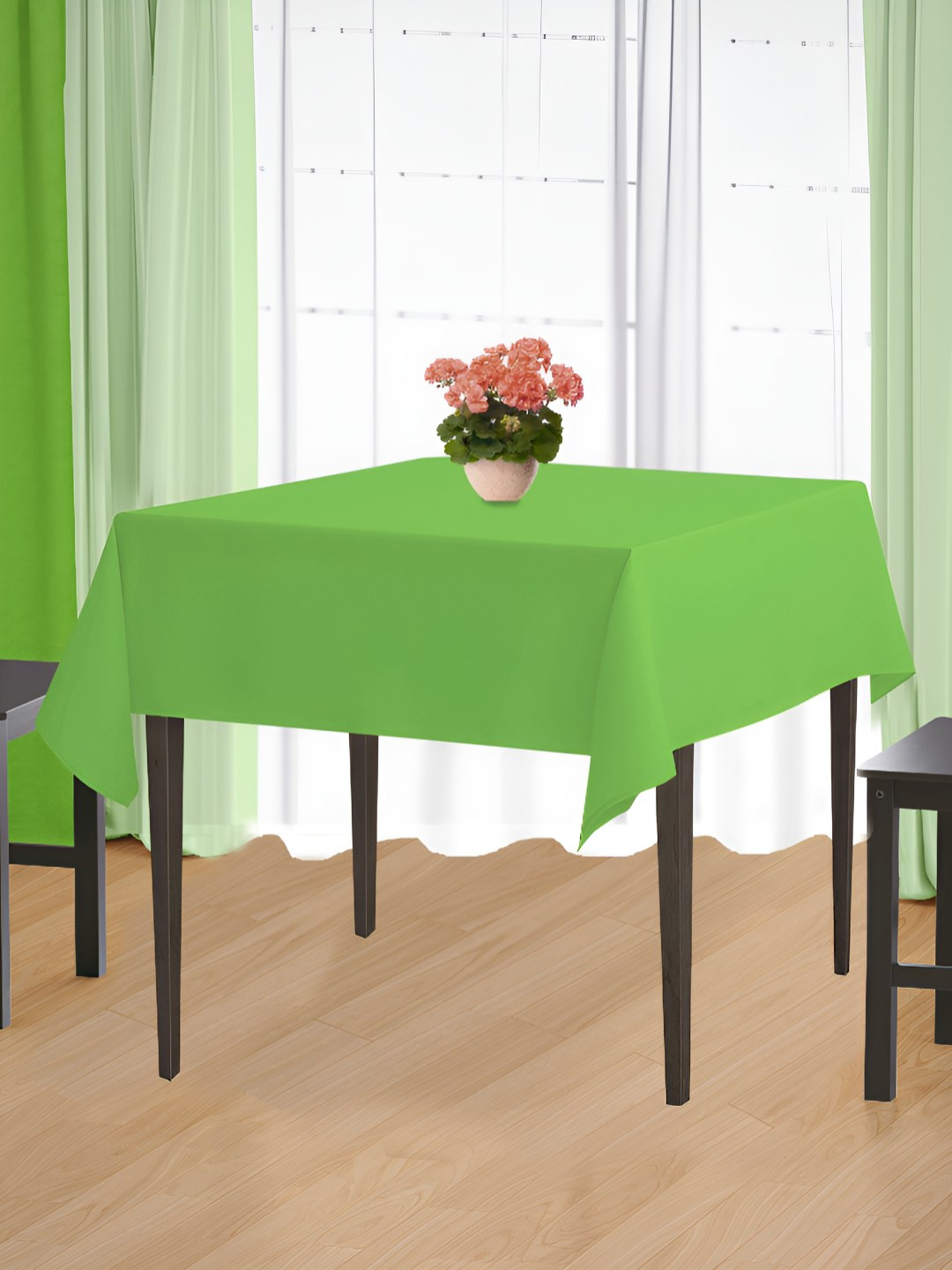 HOME COLORS.IN Green Cotton 2-Seater Table Cover
