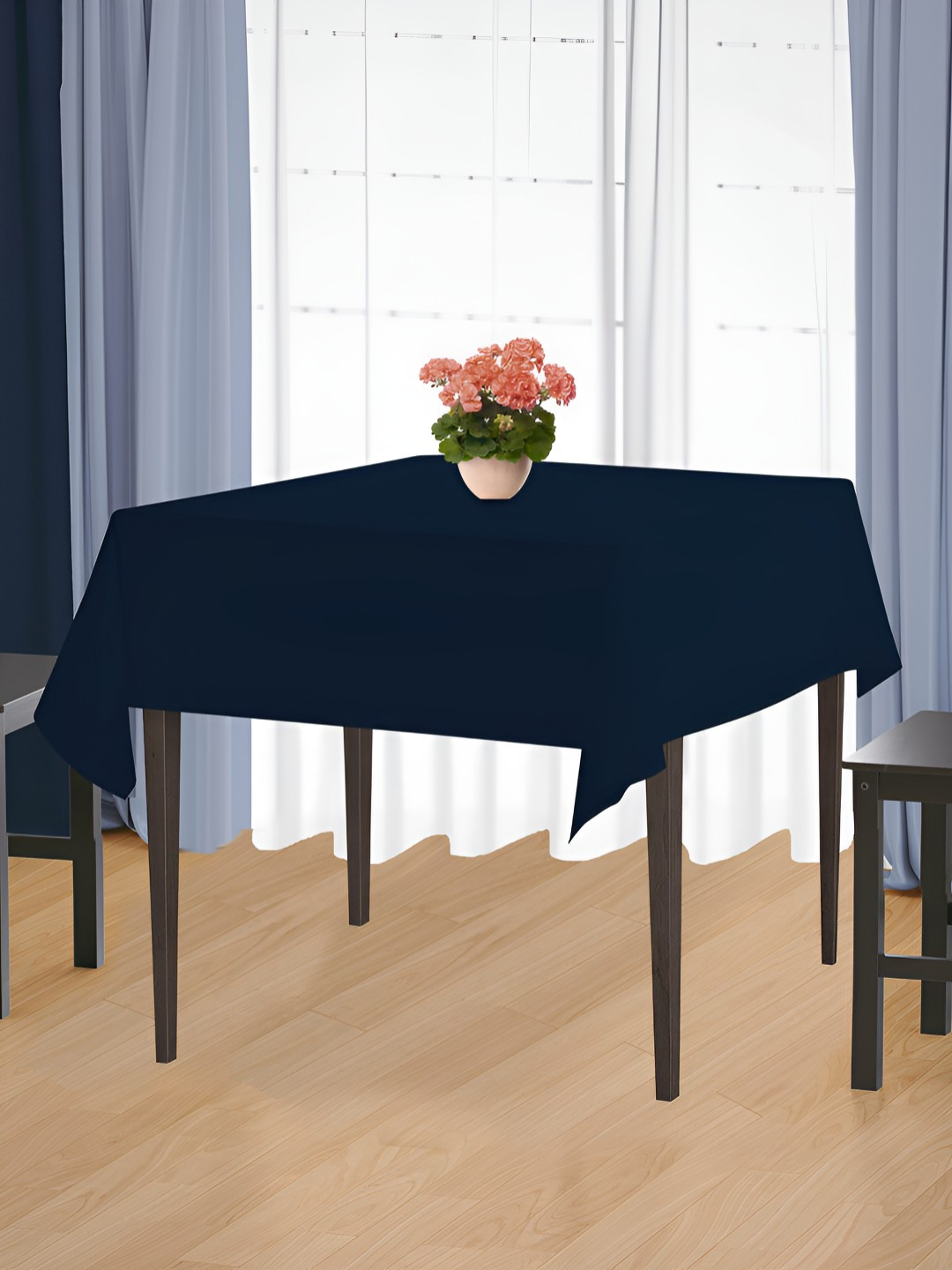 HOME COLORS.IN Blue Cotton 2-Seater Table Cover