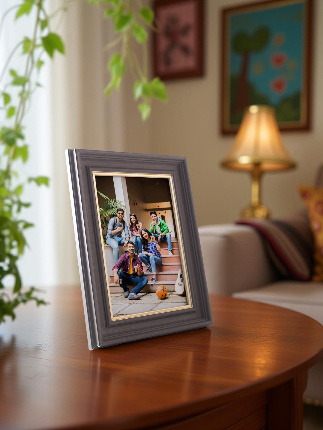 Golden Peacock Dark Brown MDF Table-Top Photo Frame
