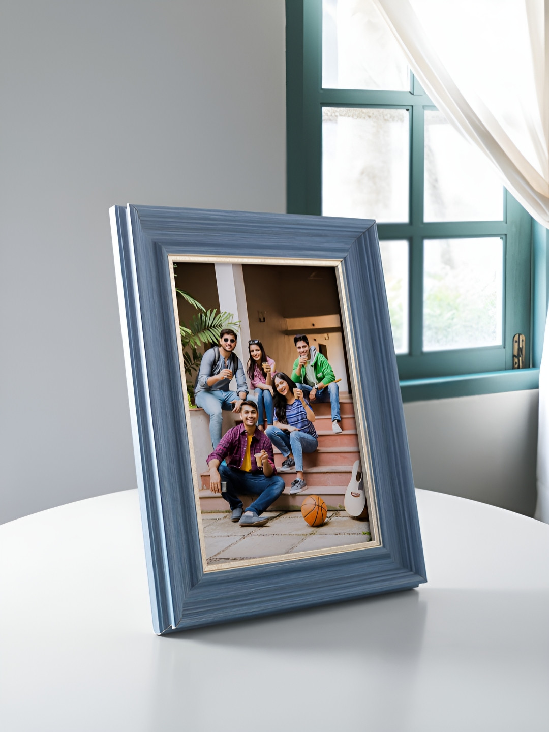 Golden Peacock Blue MDF Table-Top Photo Frame