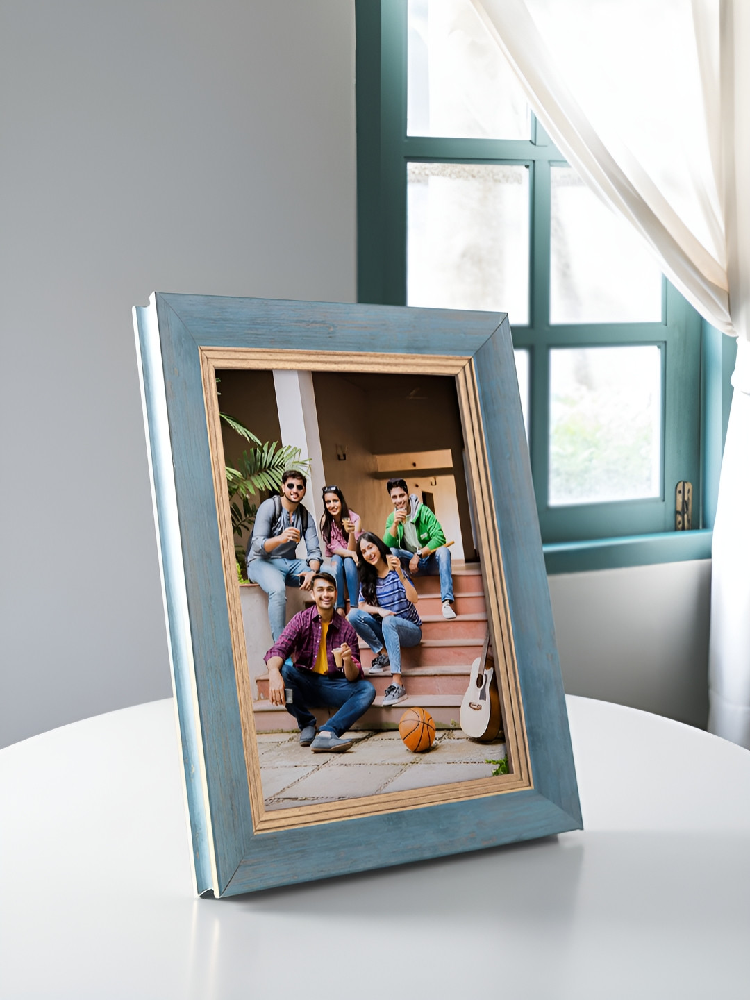 Golden Peacock Blue and Gold MDF Table-Top Photo Frame