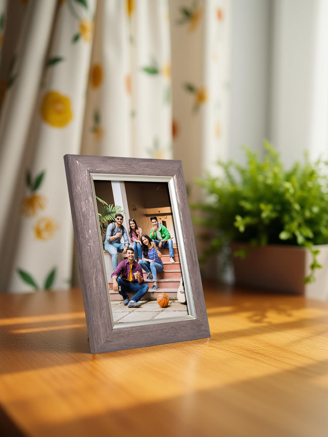 Golden Peacock Silver and Brown MDF Table-Top Photo Frame