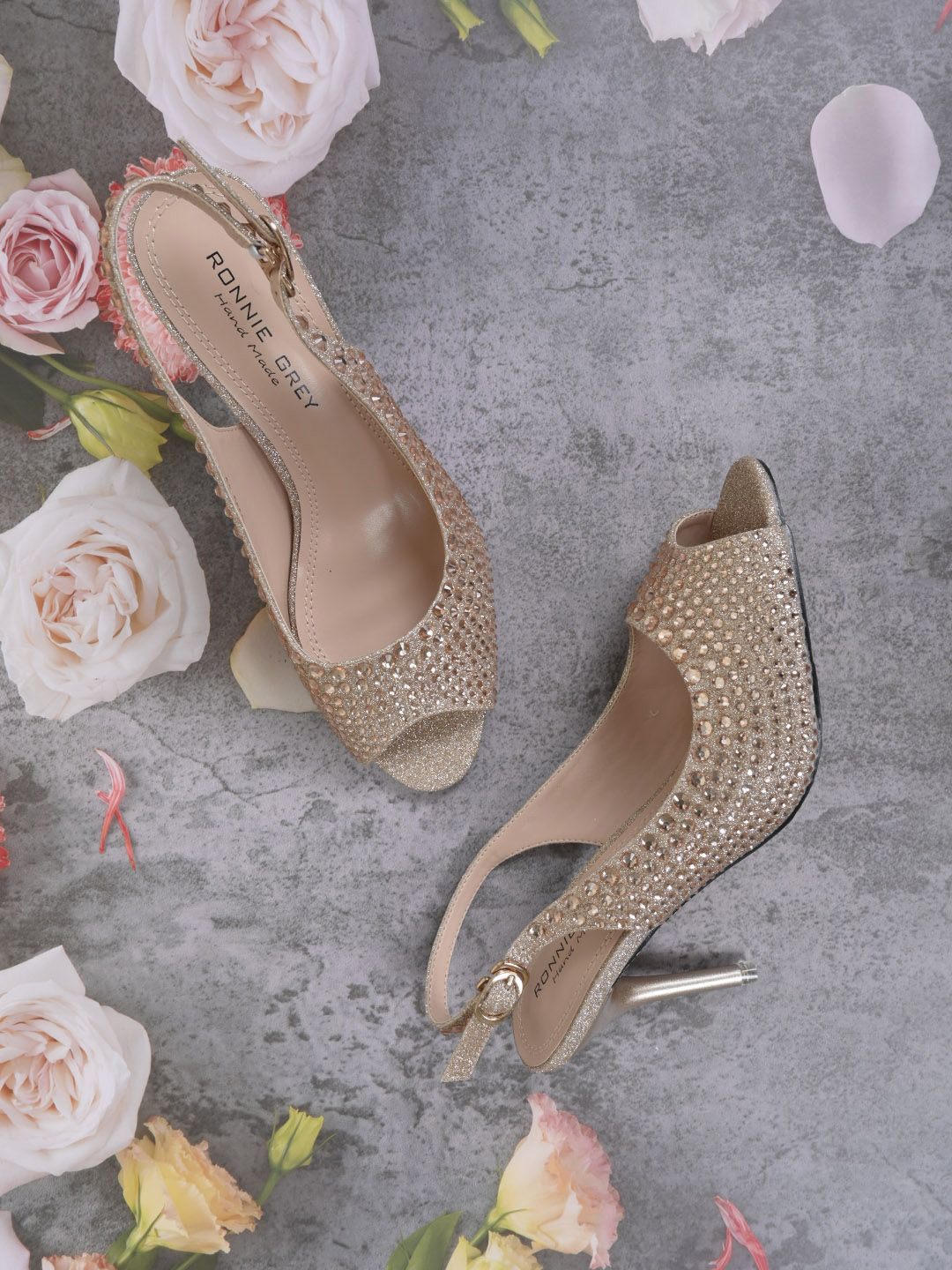 Ronnie Grey Women PU Slim Peep Toes With Western - Embellished