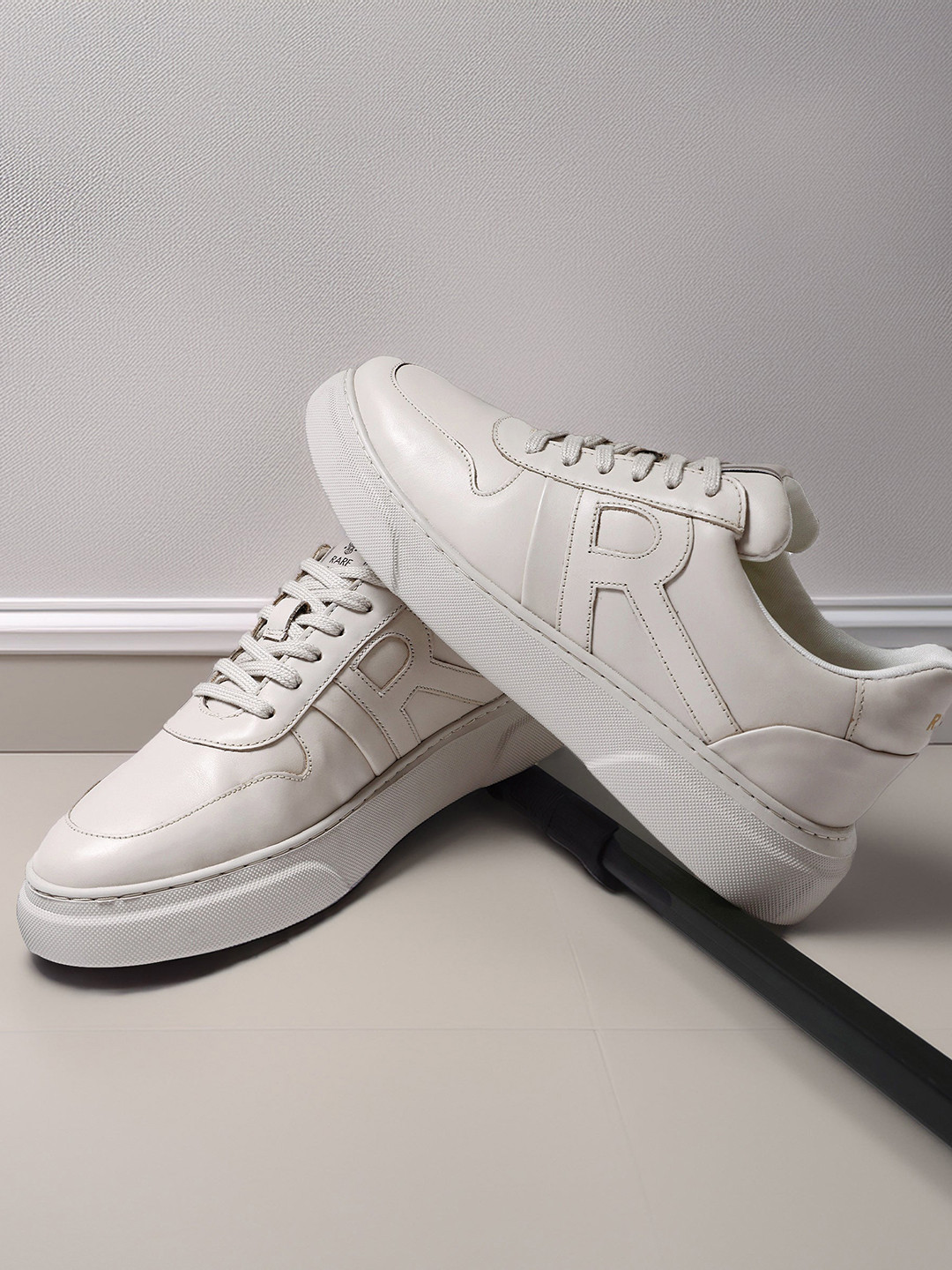 RARE RABBIT Men Woven Design Leather Round Toe Sneakers