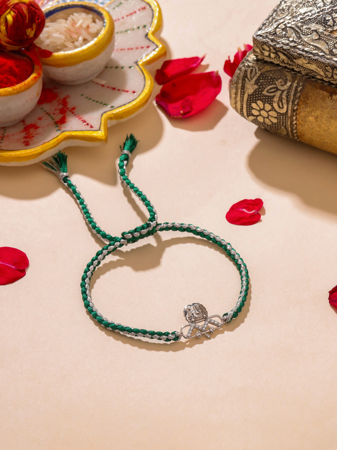 Kicky And Perky Kids 925 Sterling Silver Moissanite Lion Rakhi