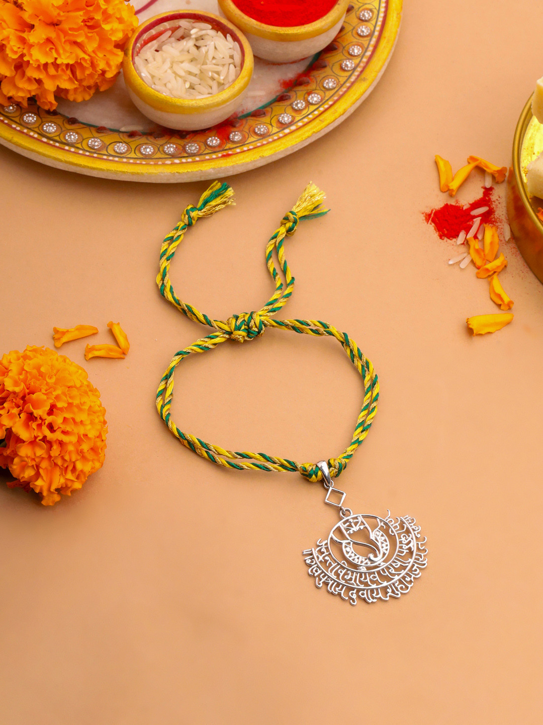 Kicky And Perky Women 925 Sterling Silver Mantra with Gansha Lumba Rakhi