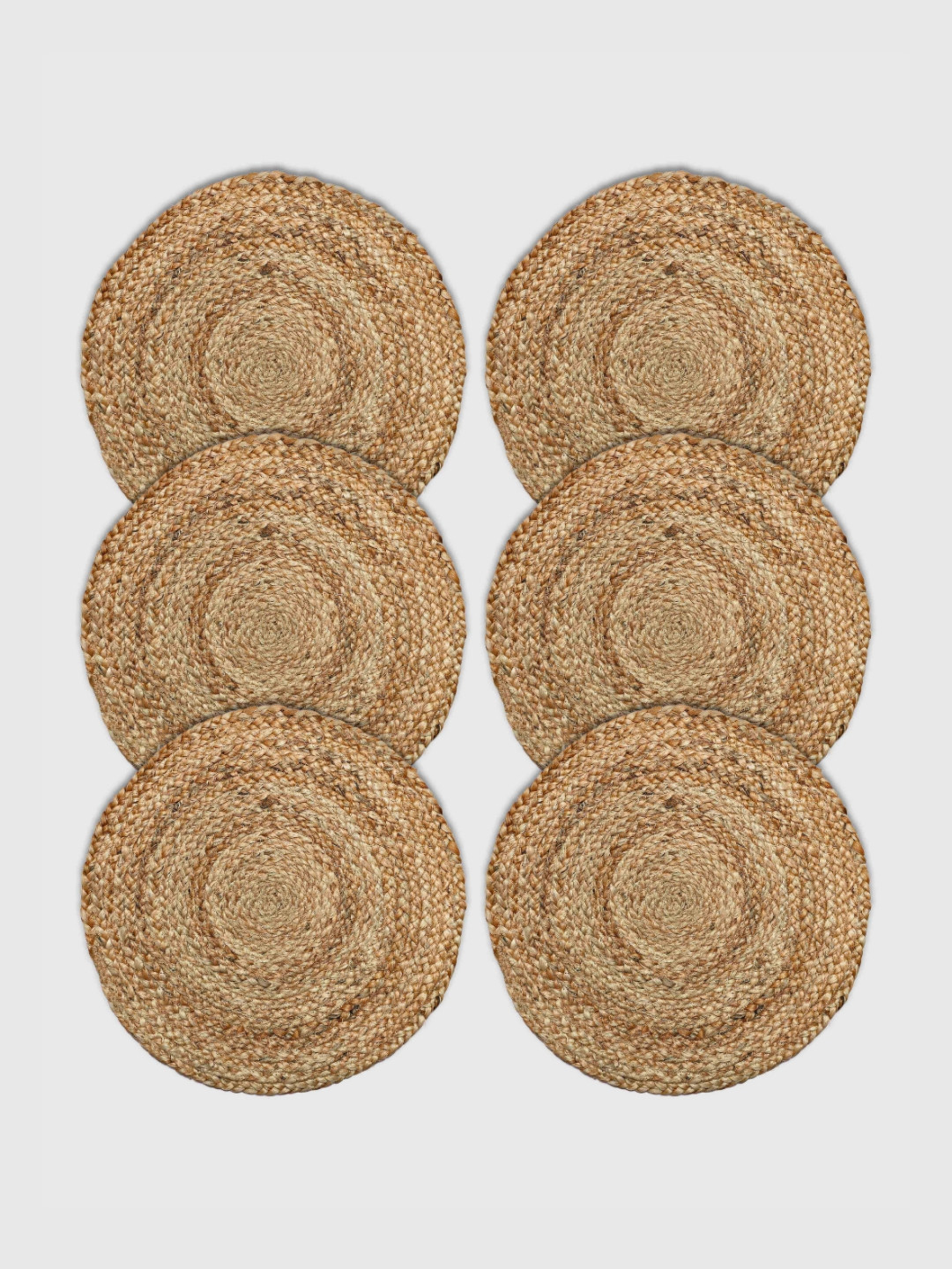 PAROKSH Brown 6 Pieces Braided Jute Table Placemats