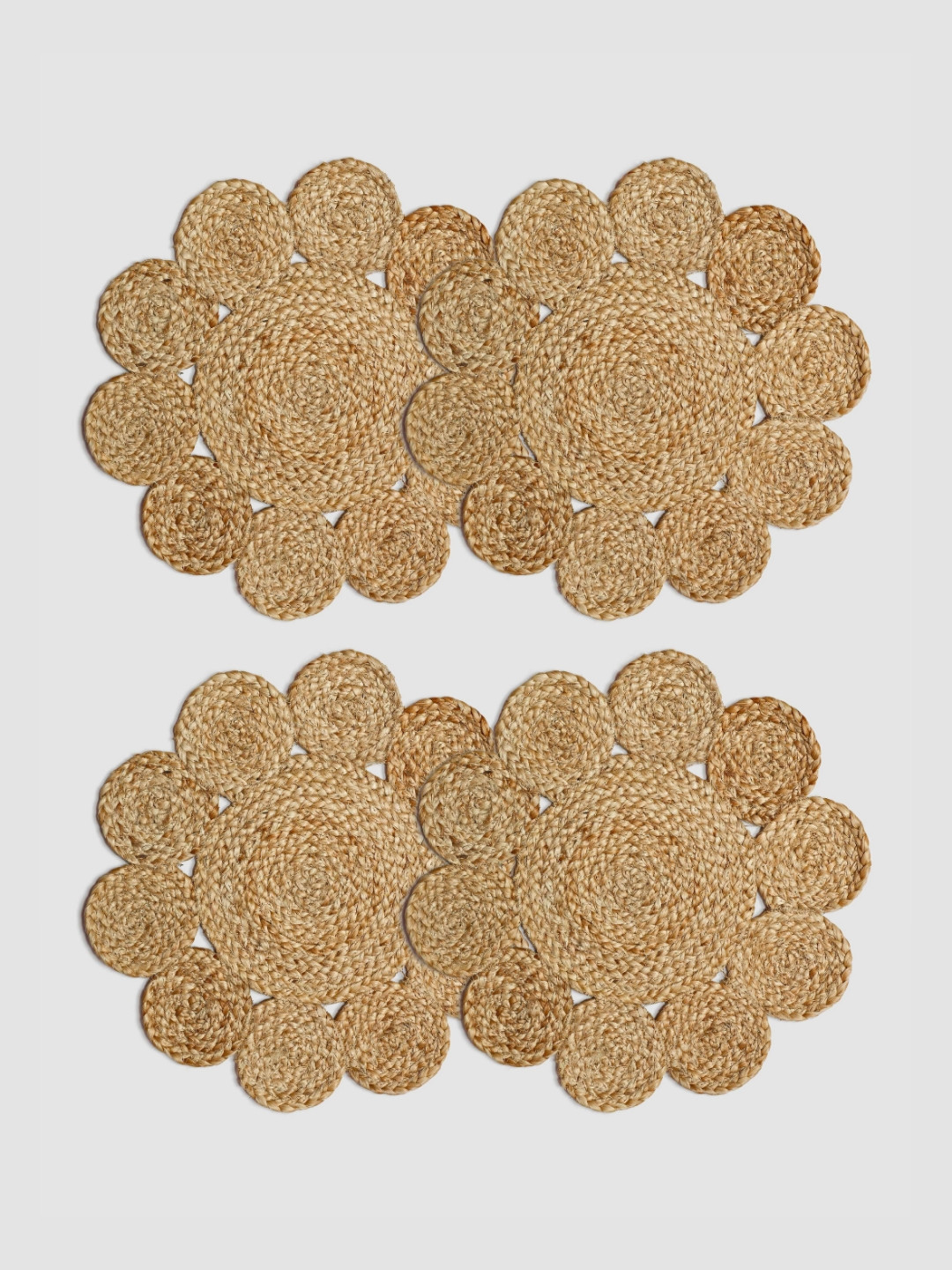 PAROKSH Brown 4 Pieces Textured Jute Table Placemats