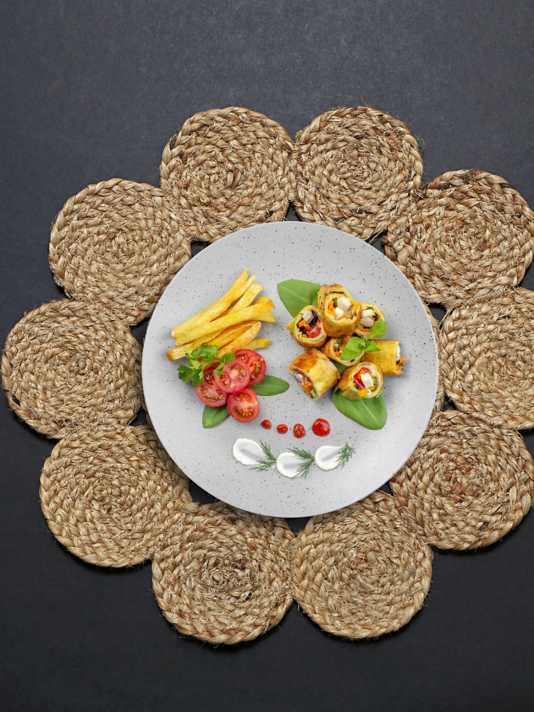 PAROKSH Brown Braided Jute Round Table Placemat