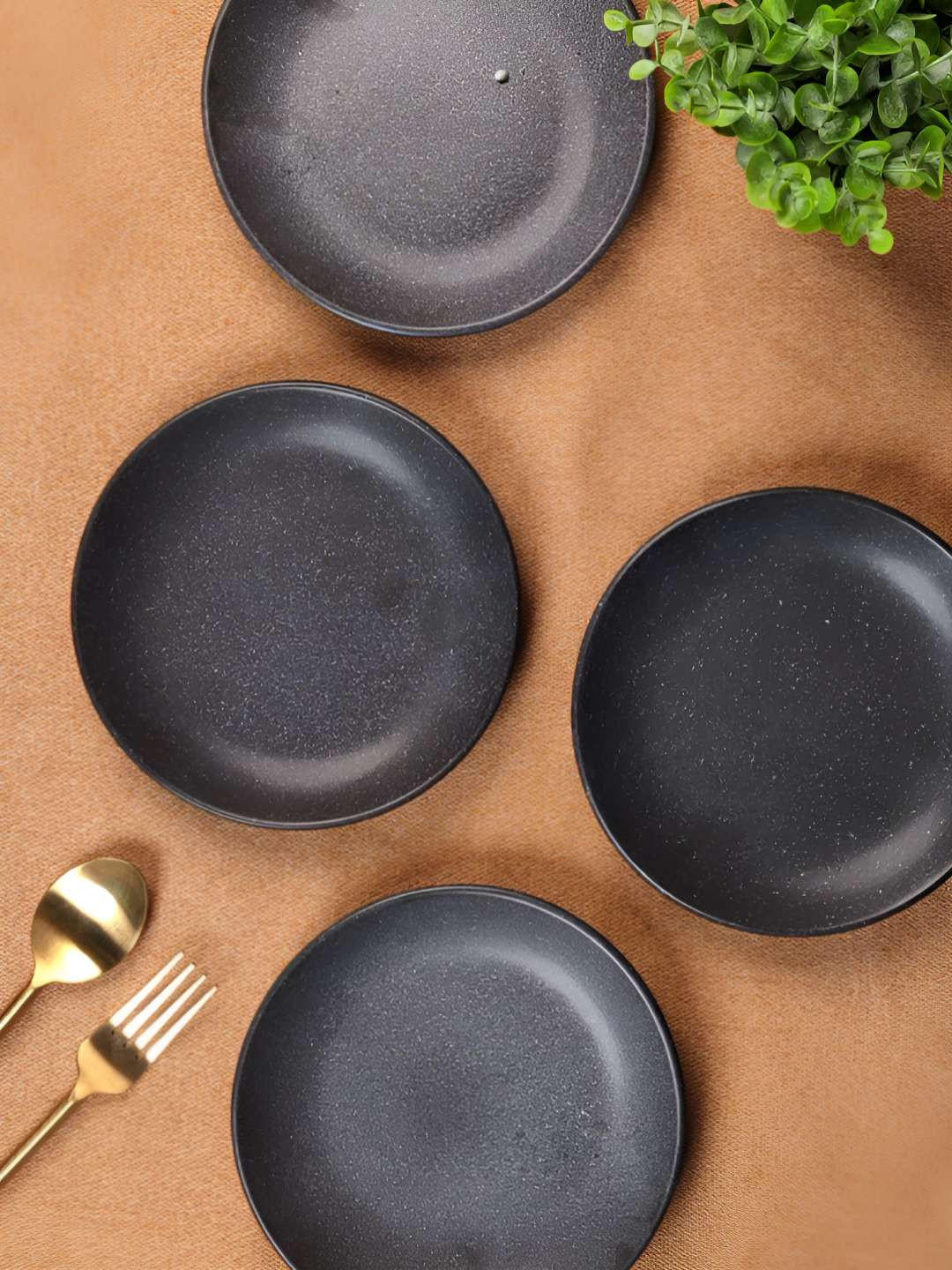 Aura Starry Nights Black 6 Pieces Ceramic Microwave Safe Matte Finished Plates