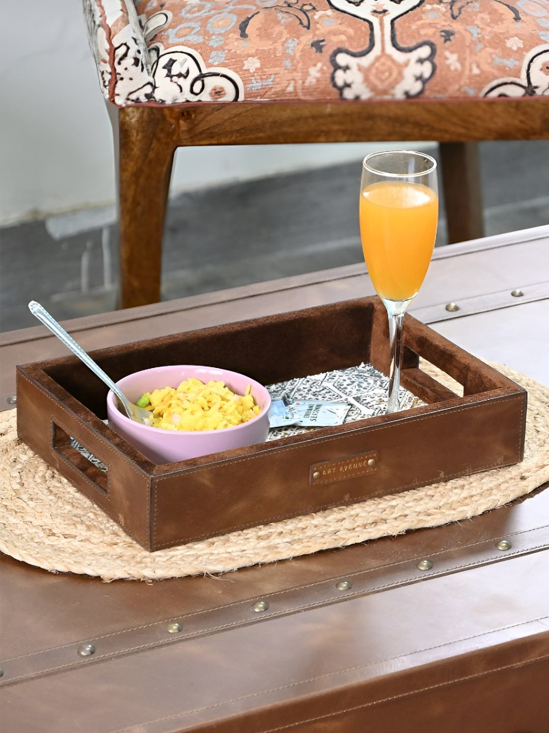 Art Avenue Brown & Black Printed Wooden Easy to Clean Serving Tray