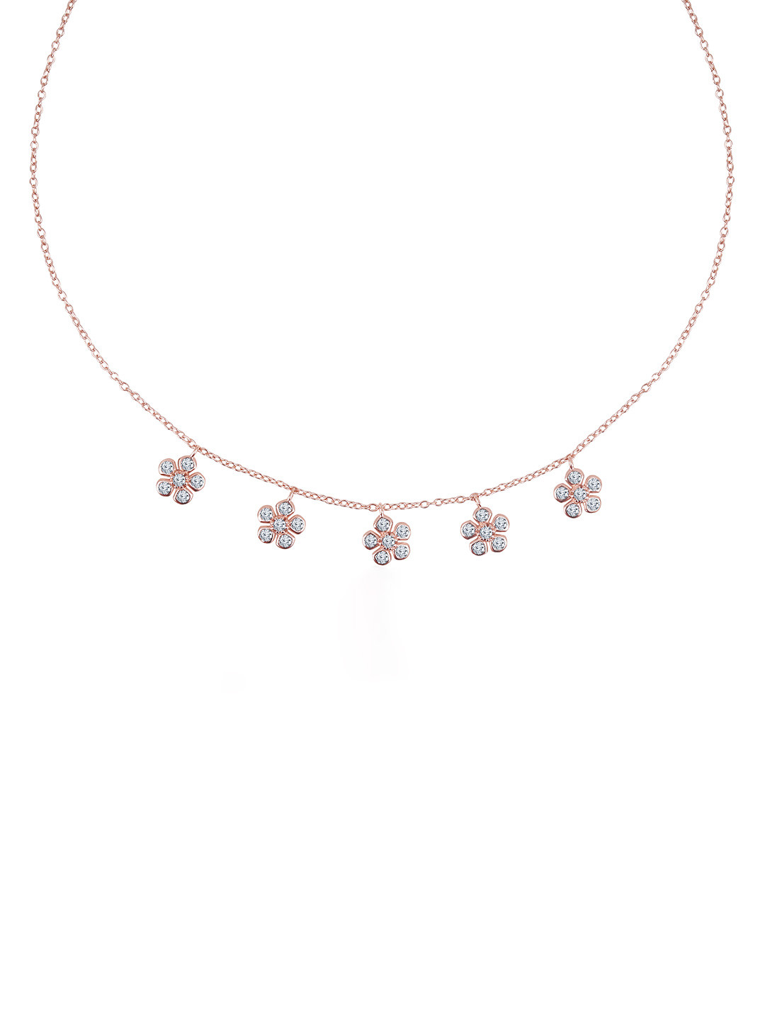 JUPRA Rose Gold Periwinkle Flowers Charm 925 Sterling Silver Necklace