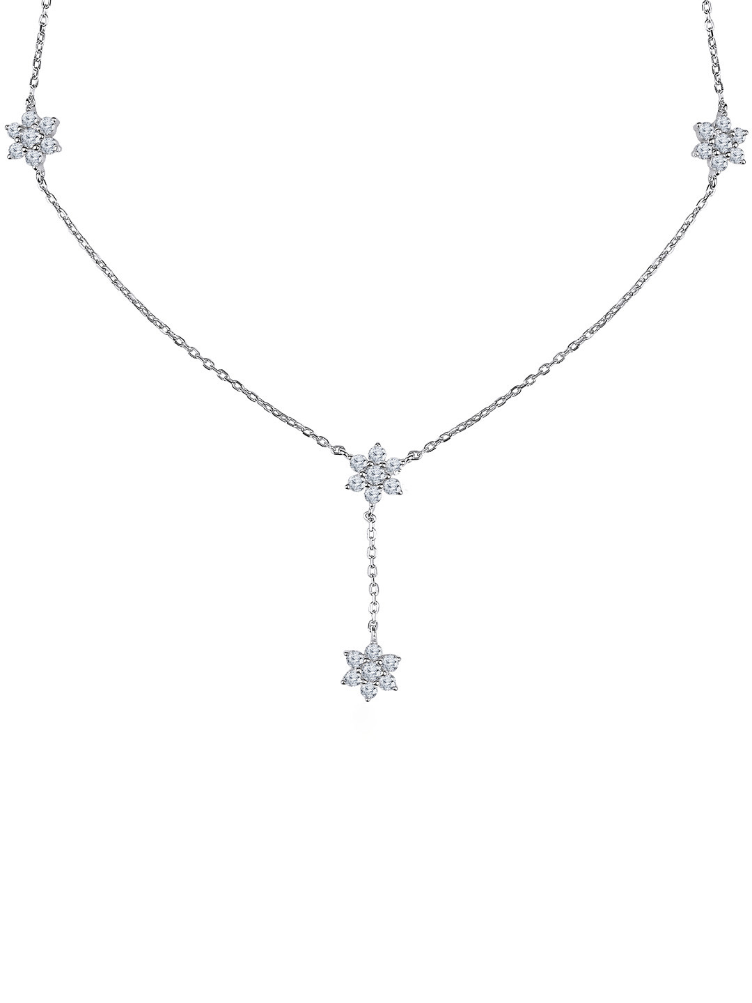 JUPRA Silver Floral Y Drop 925 Sterling Silver Necklace