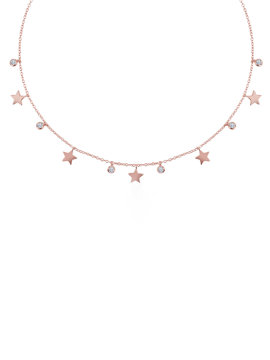 JUPRA Rose Gold Solid Star Queen 925 Sterling Silver Necklace