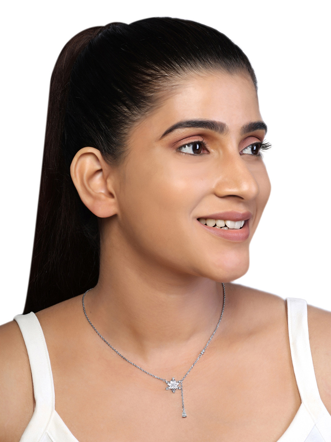 JUPRA Silver Drop Snowflake Chain Pendent 925 Sterling Silver Necklace