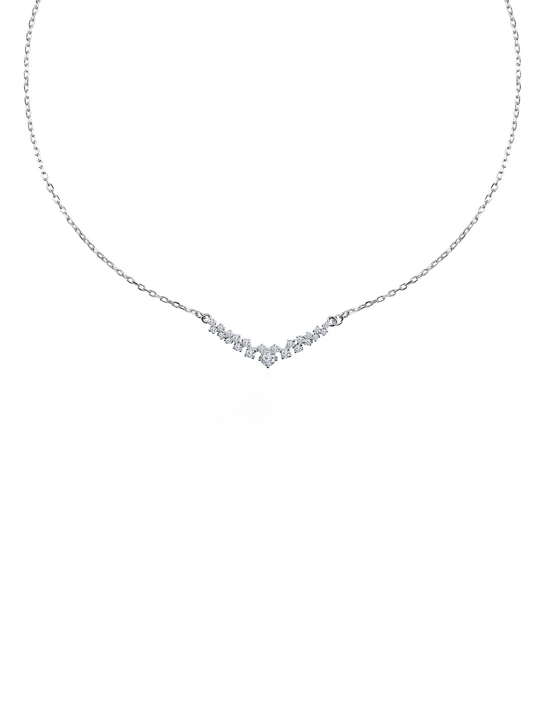 JUPRA Silver Classic V Studded Chain Pendent 925 Sterling Silver Necklace