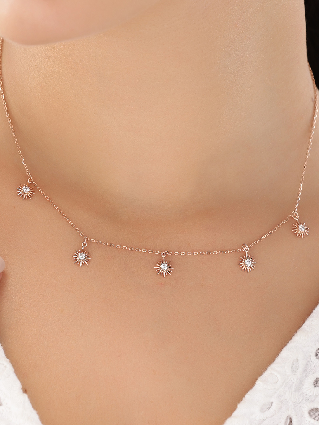 JUPRA Rose Gold Sunshine Charm 925 Sterling Silver Necklace