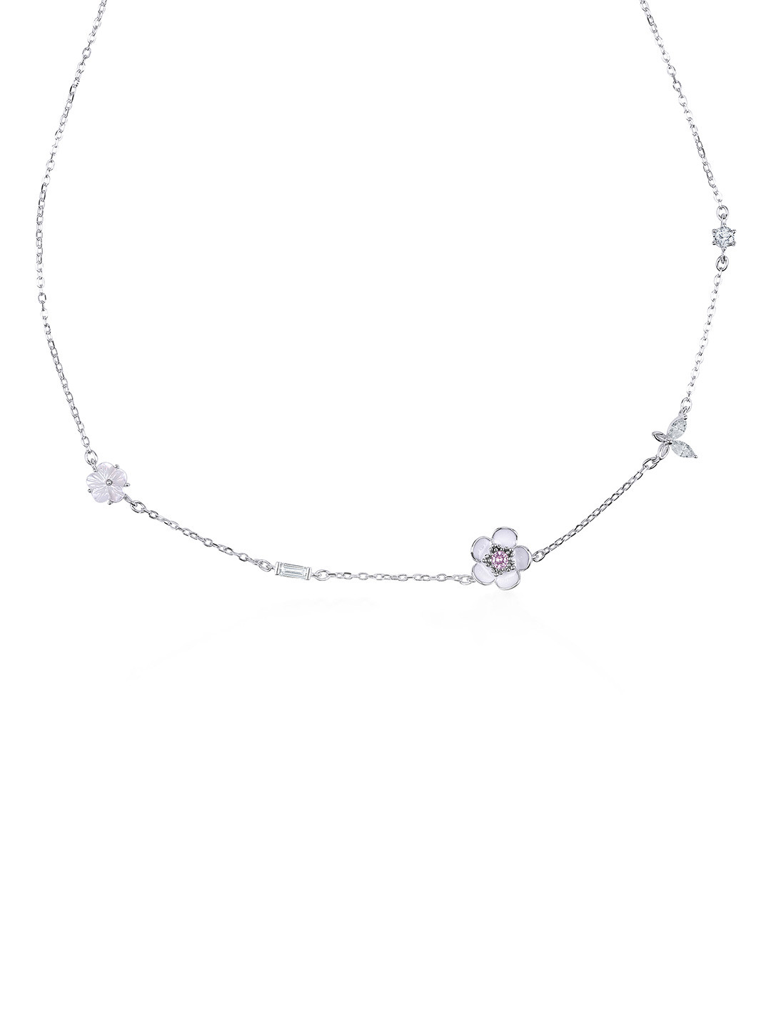 JUPRA Silver Korean Style Flower 925 Sterling Silver Necklace