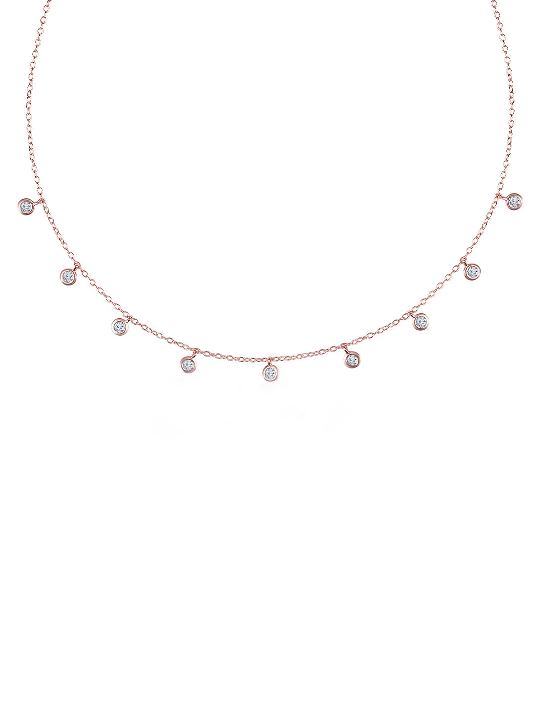 JUPRA Rose Gold Mini Solitaire Charms 925 Sterling Silver Necklace