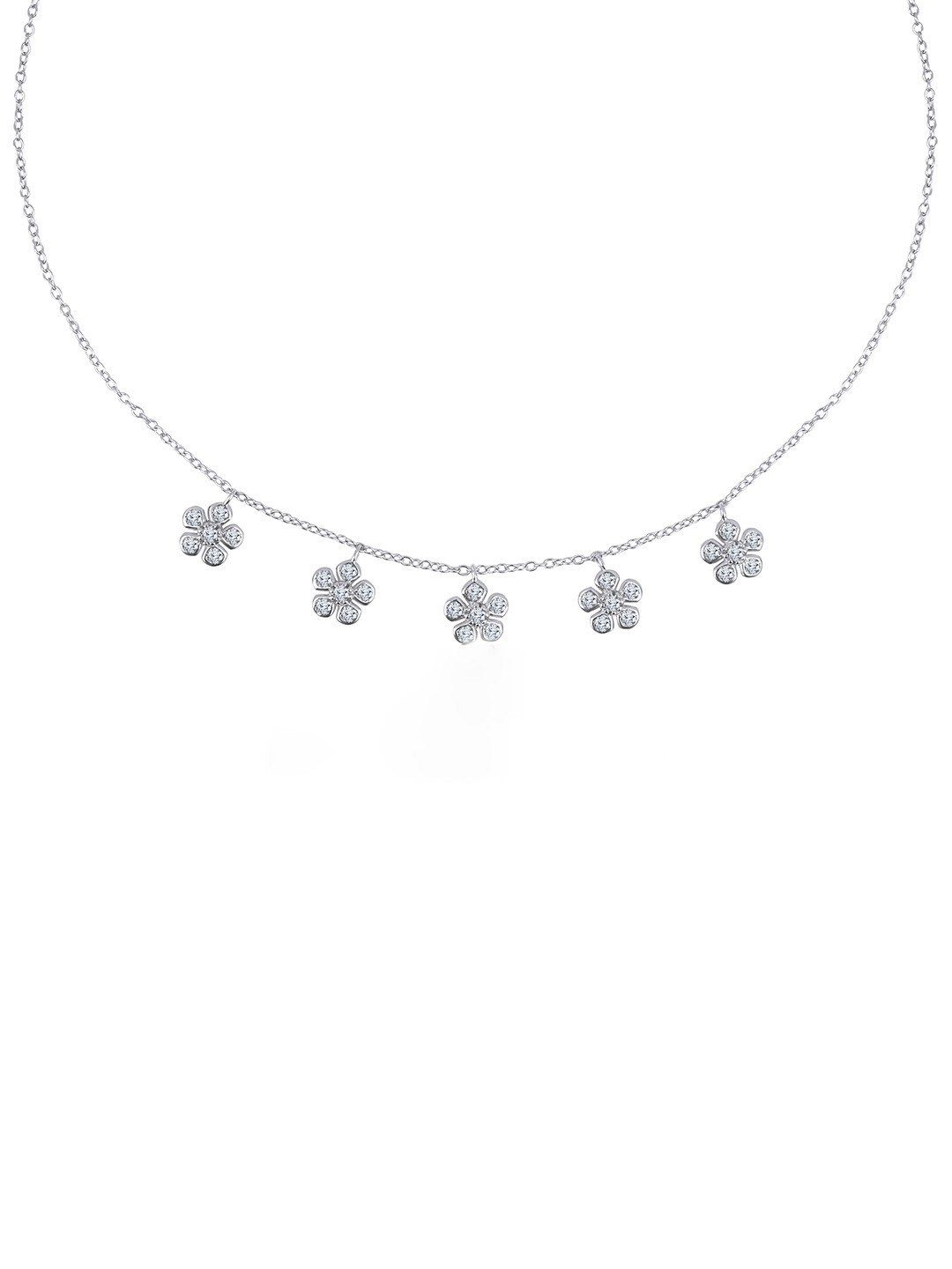 JUPRA Silver Periwinkle Flowers Charm 925 Sterling Silver Necklace