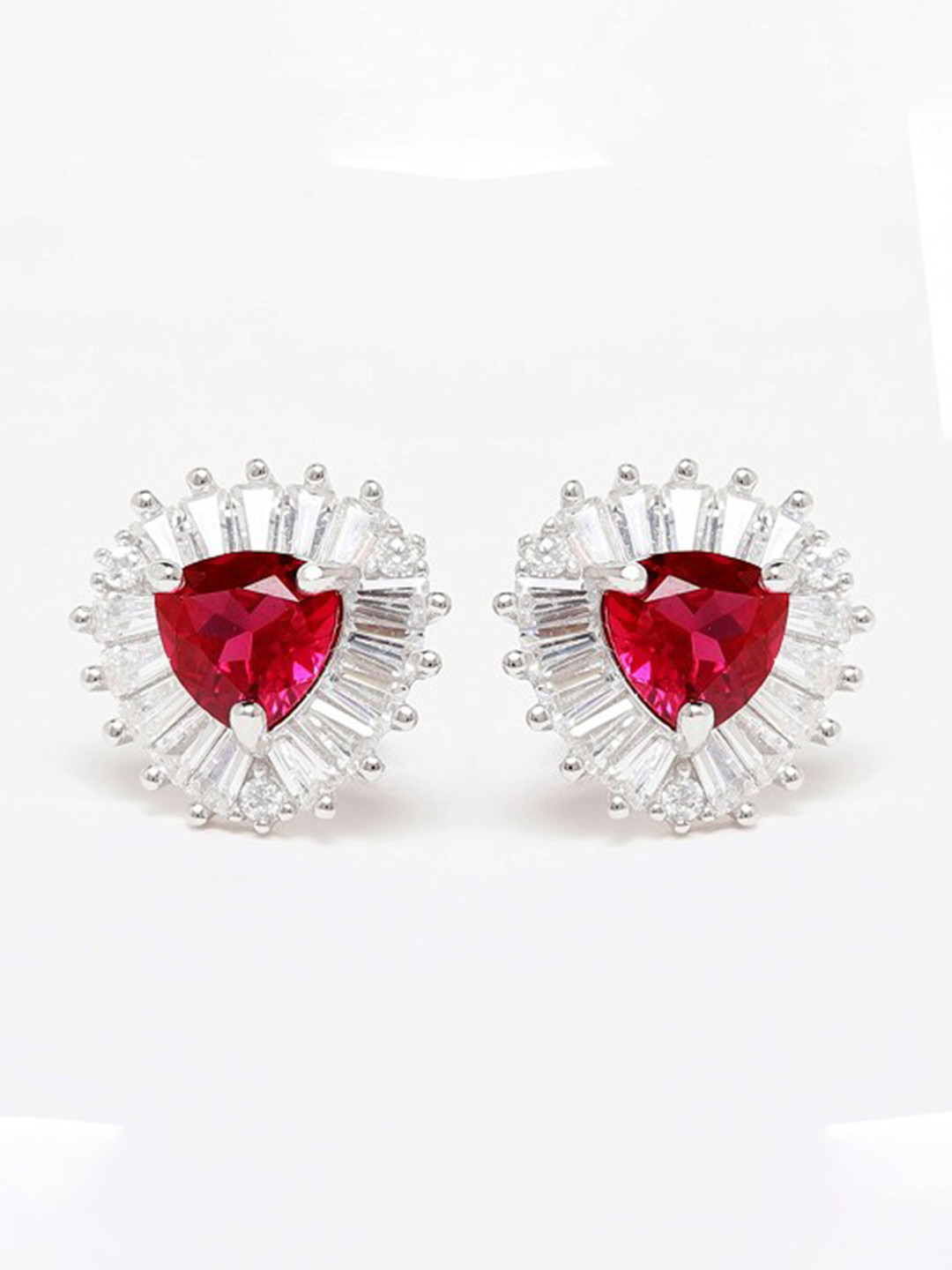 JUPRA Silver Triangle Red 925 Sterling Silver Earrings