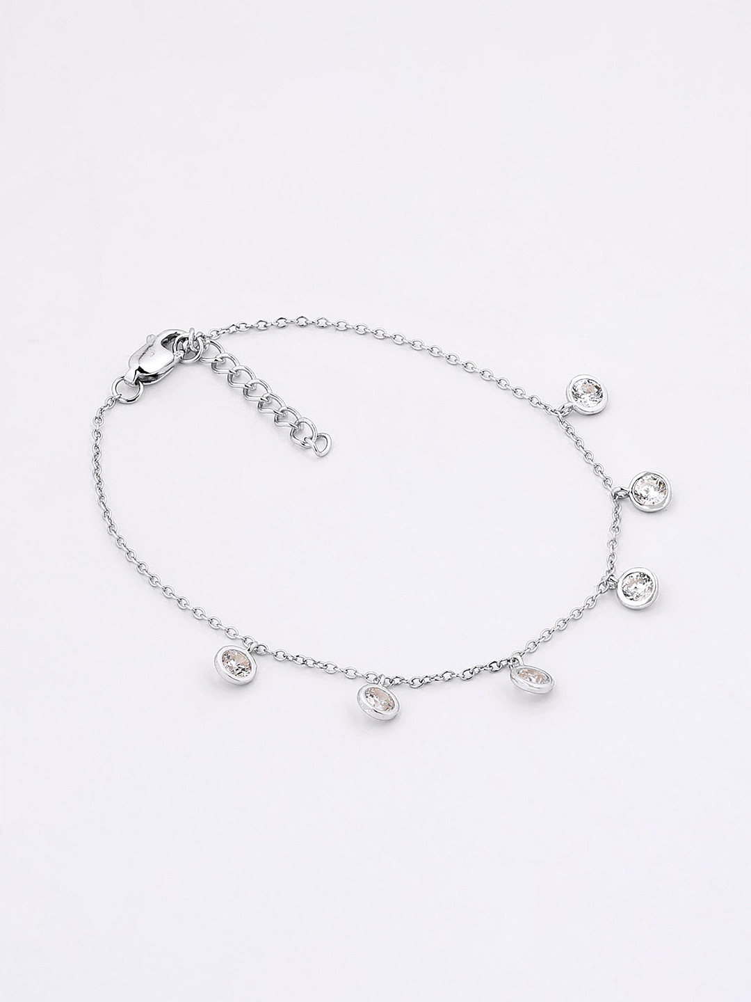 JUPRA Silver Solitaire Circle Charm 925 Sterling Silver Bracelet