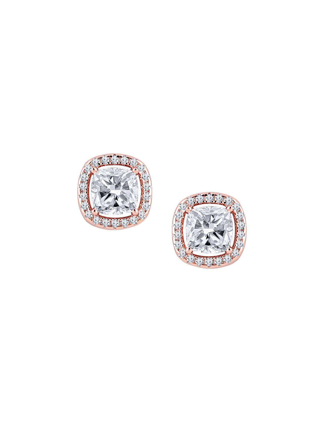 JUPRA Rose Gold Classic Square Solitaire Studded 925 Sterling Silver Earrings
