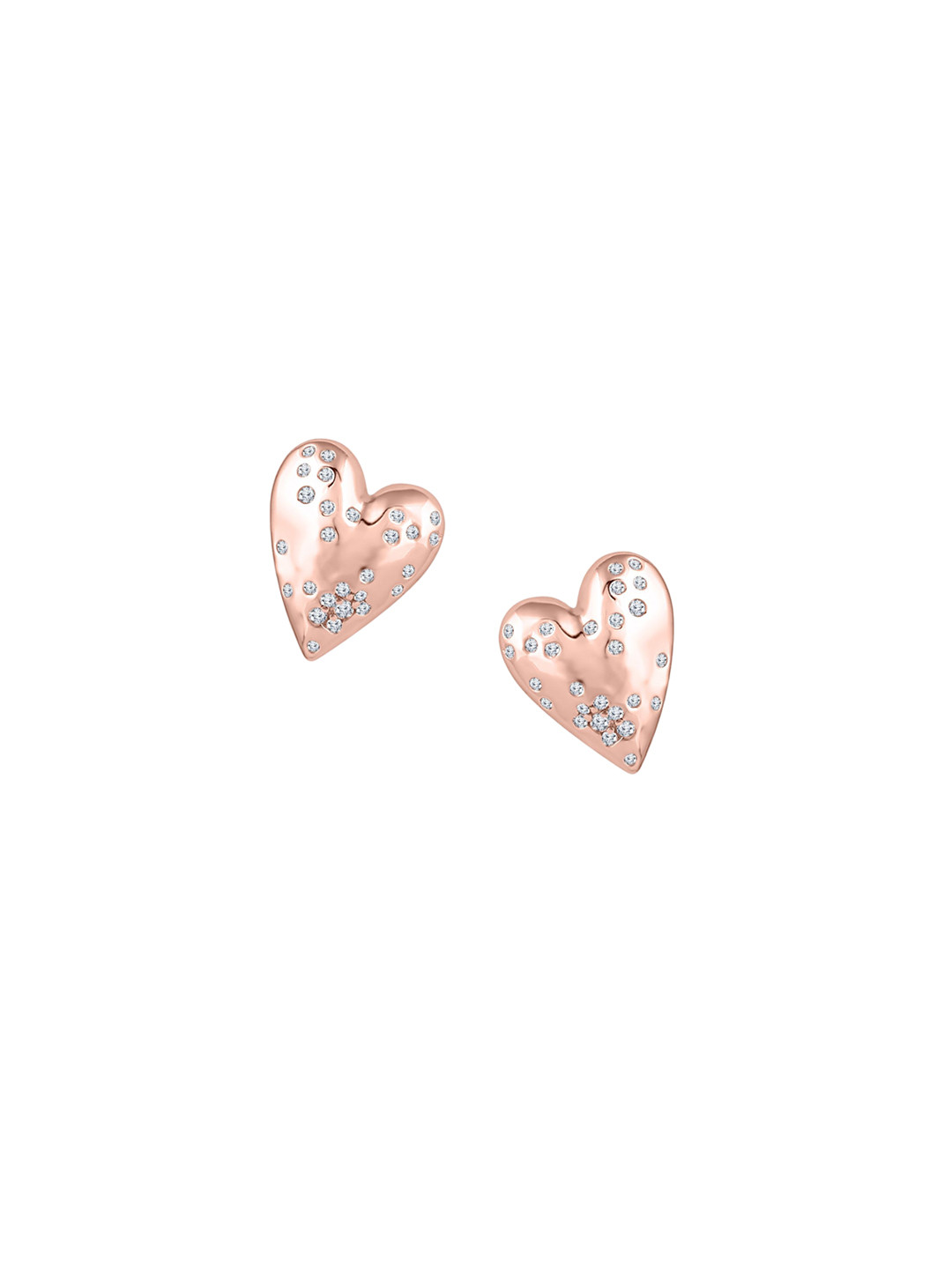 JUPRA Rose Gold Scattered Stone Heart 925 Sterling Silver Earrings