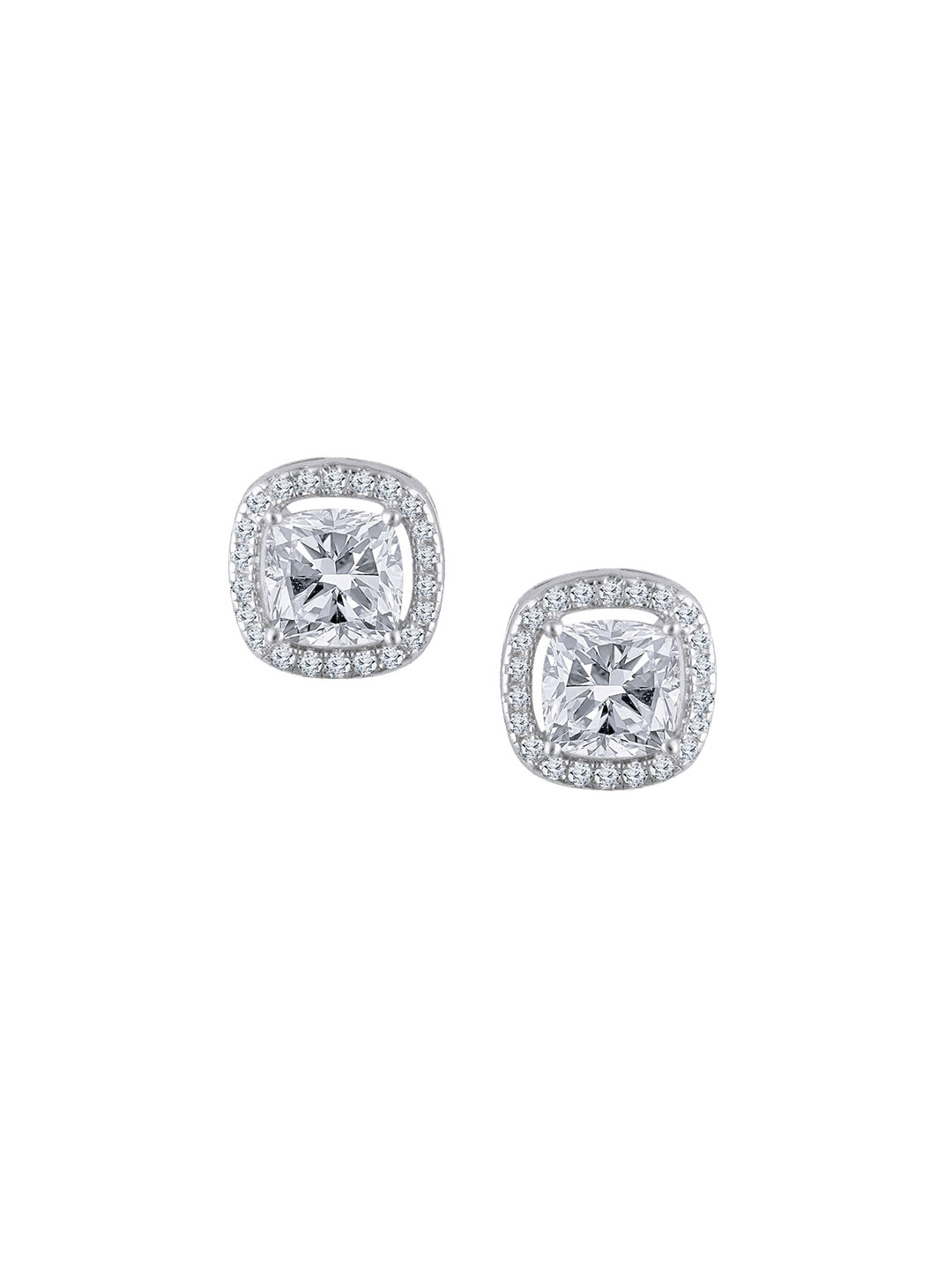 JUPRA Silver Classic Square Solitaire Studded 925 Sterling Silver Earrings