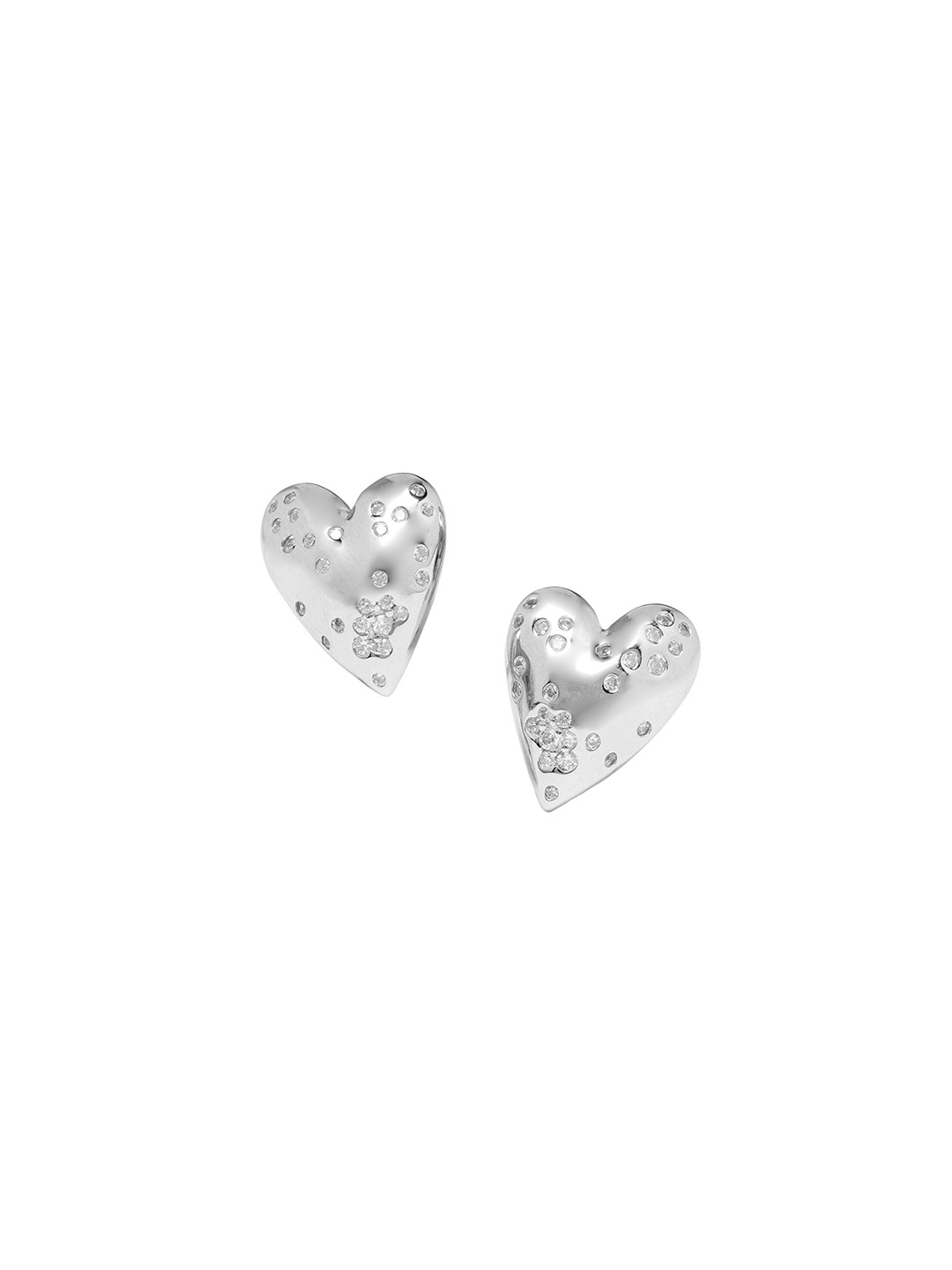 JUPRA Silver Scattered Stone Heart 925 Sterling Silver Earrings