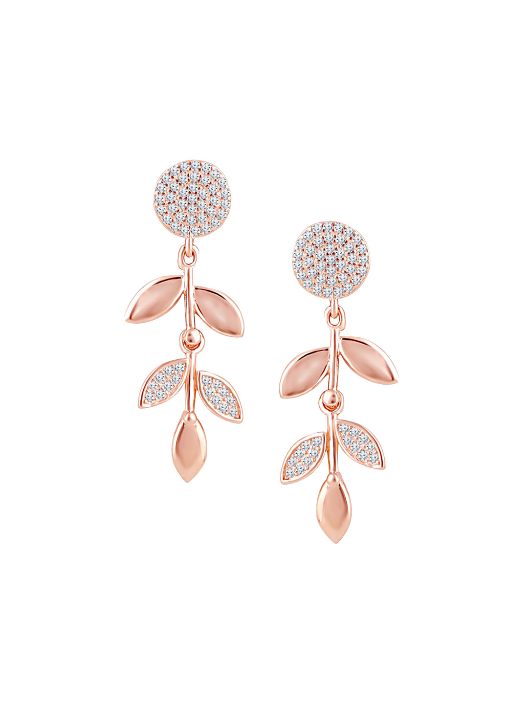 JUPRA Rose Gold Hanging Leaf 925 Sterling Silver Earrings