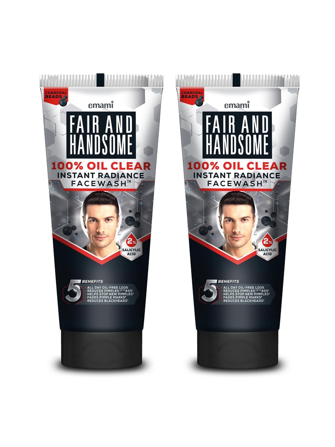Smart and Handsome Set Of 2 Instant Radiance Oil Clear Facewash To Reduce Pimples-150g Each