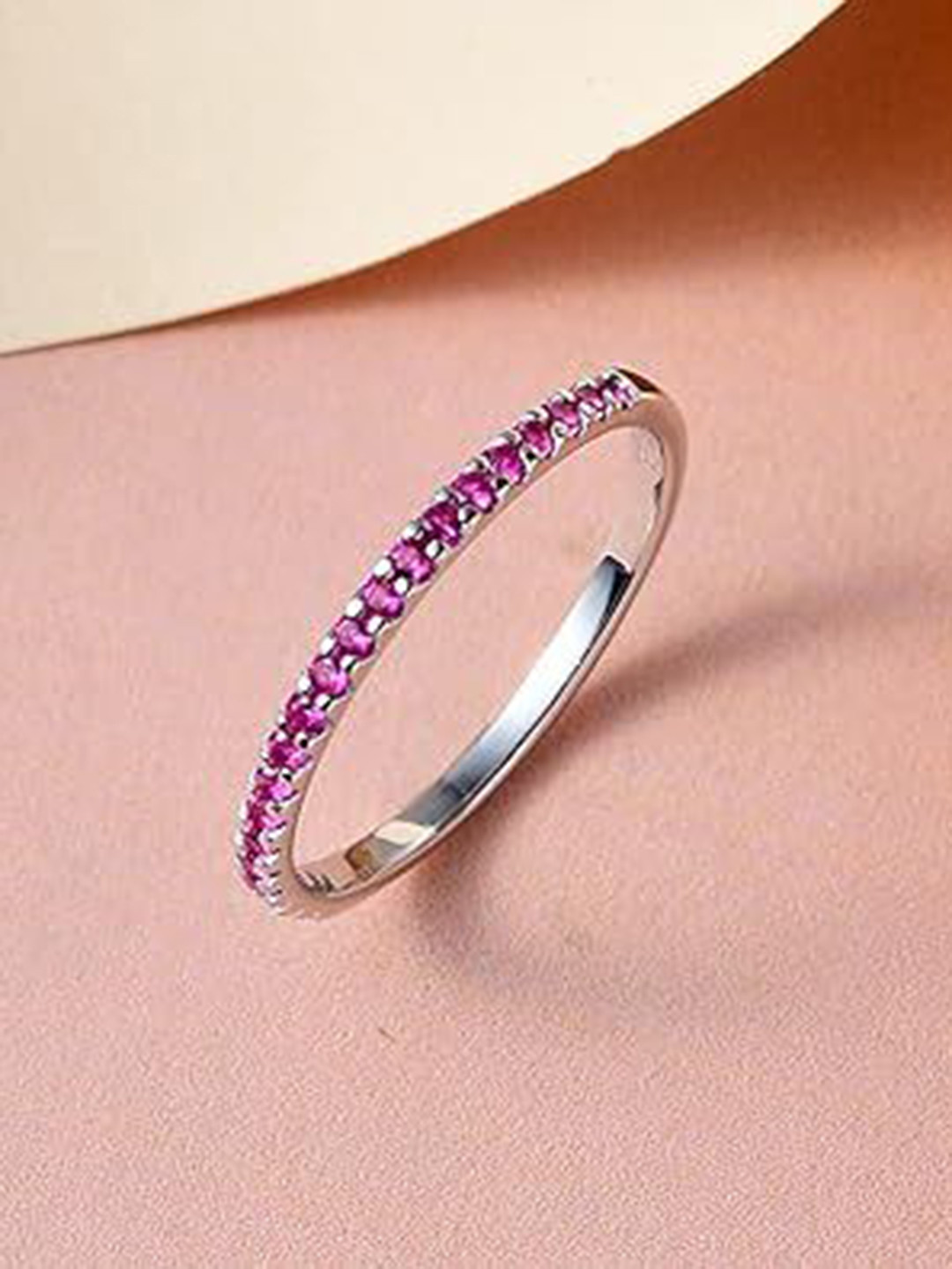 BRD Jewelry 925 Sterling Silver Rhodium Plated American Diamond Studded Finger Ring