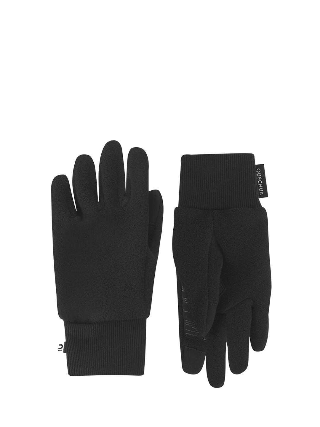 Decathlon Quechua Kids Black Fleece Touchscreen Compatible Winter Gloves